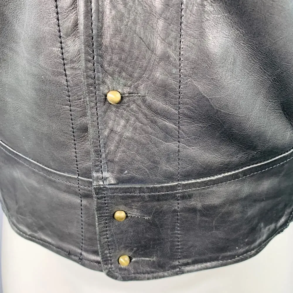AL'S ATTIRE Size S Black Leather Studs Club Collar Jacket